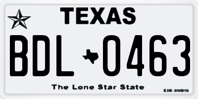 TX license plate BDL0463