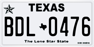 TX license plate BDL0476