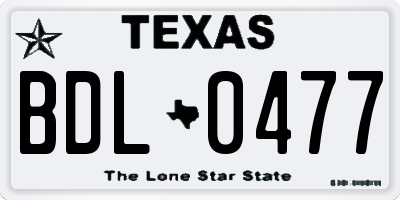 TX license plate BDL0477