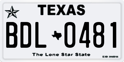 TX license plate BDL0481
