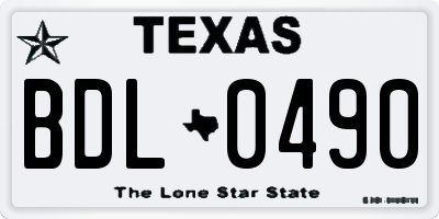 TX license plate BDL0490