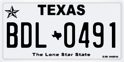 TX license plate BDL0491