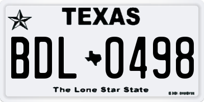 TX license plate BDL0498