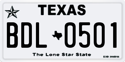 TX license plate BDL0501