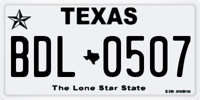 TX license plate BDL0507
