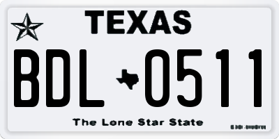 TX license plate BDL0511