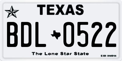 TX license plate BDL0522
