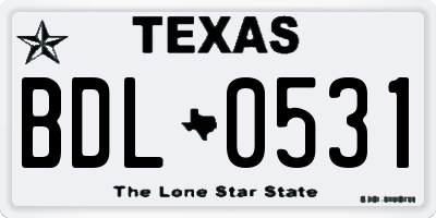 TX license plate BDL0531