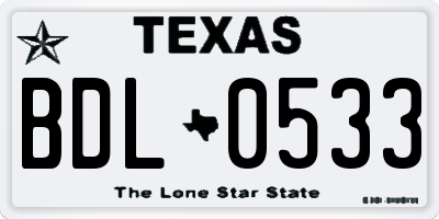 TX license plate BDL0533