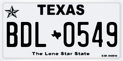 TX license plate BDL0549