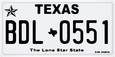 TX license plate BDL0551