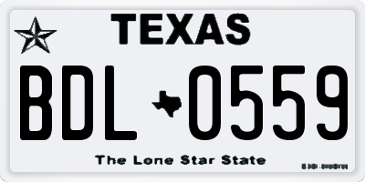 TX license plate BDL0559