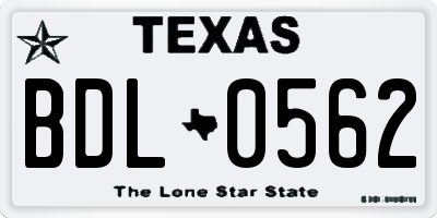TX license plate BDL0562
