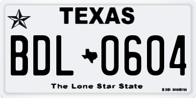 TX license plate BDL0604