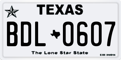 TX license plate BDL0607