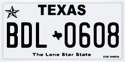 TX license plate BDL0608