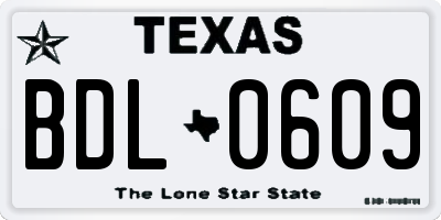 TX license plate BDL0609