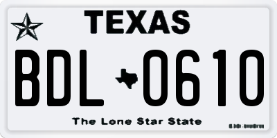 TX license plate BDL0610