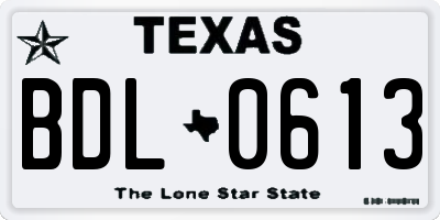 TX license plate BDL0613