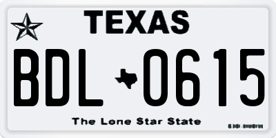 TX license plate BDL0615