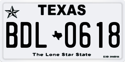 TX license plate BDL0618