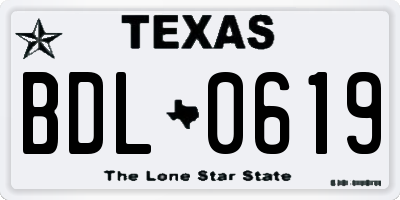 TX license plate BDL0619