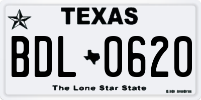 TX license plate BDL0620