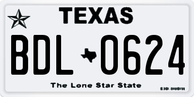 TX license plate BDL0624