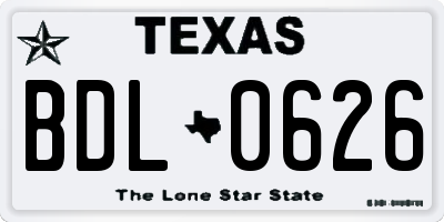 TX license plate BDL0626