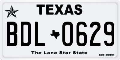 TX license plate BDL0629