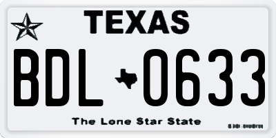 TX license plate BDL0633
