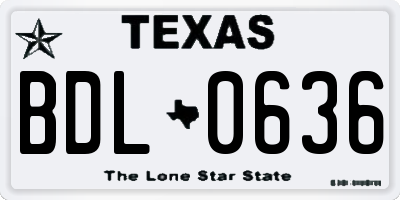 TX license plate BDL0636