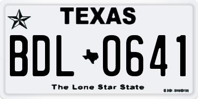TX license plate BDL0641