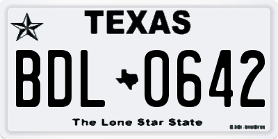 TX license plate BDL0642