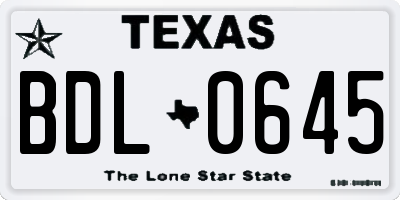 TX license plate BDL0645