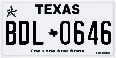 TX license plate BDL0646