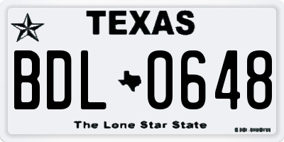 TX license plate BDL0648