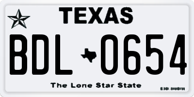 TX license plate BDL0654