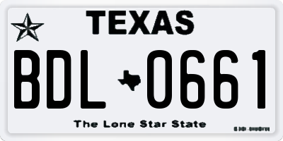 TX license plate BDL0661