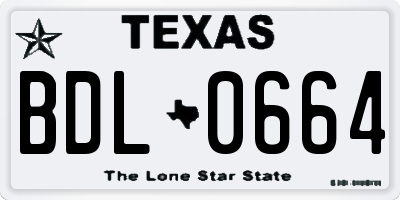 TX license plate BDL0664