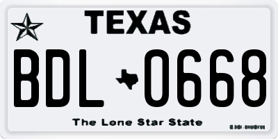 TX license plate BDL0668