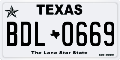 TX license plate BDL0669