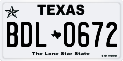 TX license plate BDL0672