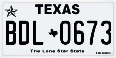 TX license plate BDL0673