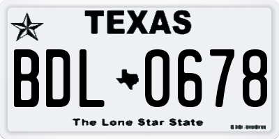 TX license plate BDL0678