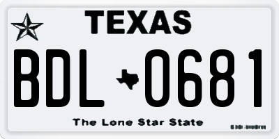 TX license plate BDL0681
