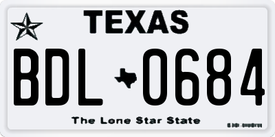 TX license plate BDL0684