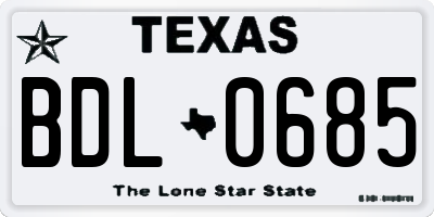 TX license plate BDL0685