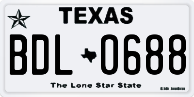 TX license plate BDL0688