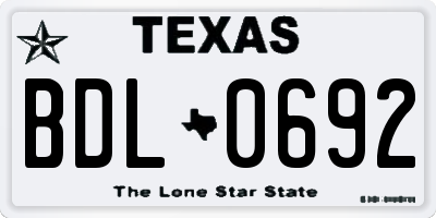 TX license plate BDL0692